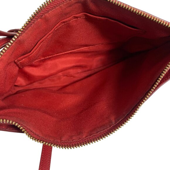 COACH F52881 Crossgrain Leather East West Crossbody Red + Envelope Clutch, Tag - Picture 4 of 10